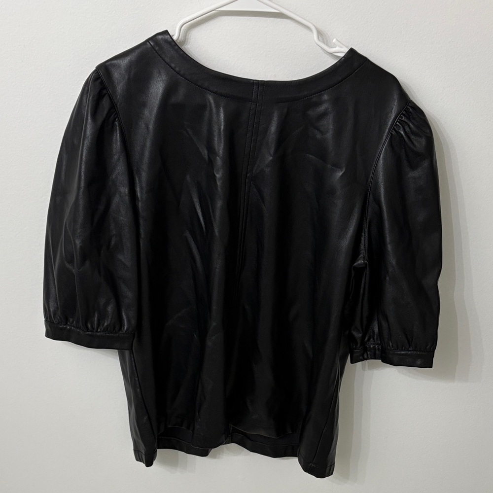 BB Dakota Black Faux Leather Blouse